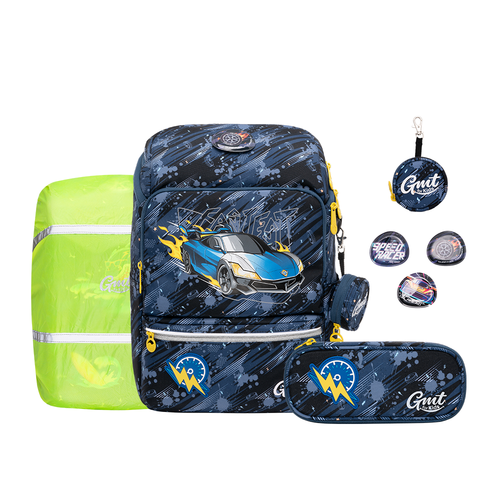 GMT LIGHT School Backpack 4-Piece Set - Racing Car