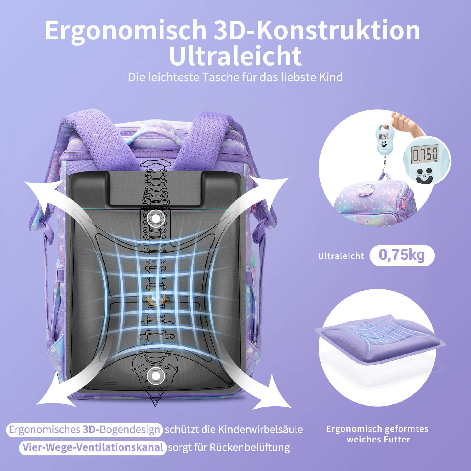 GMT for Kids Light 4-Piece School Backpack Set - Dreamy Unicorn