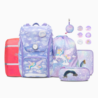 GMT WALL Classic School Bag 6-Piece Set - Rainbow Unicorn 