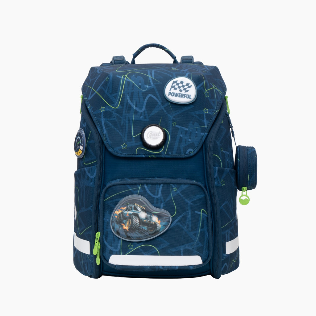 GMT WONDER Klassischer Schulranzen 6-teiliges Set - Blauer Brummi