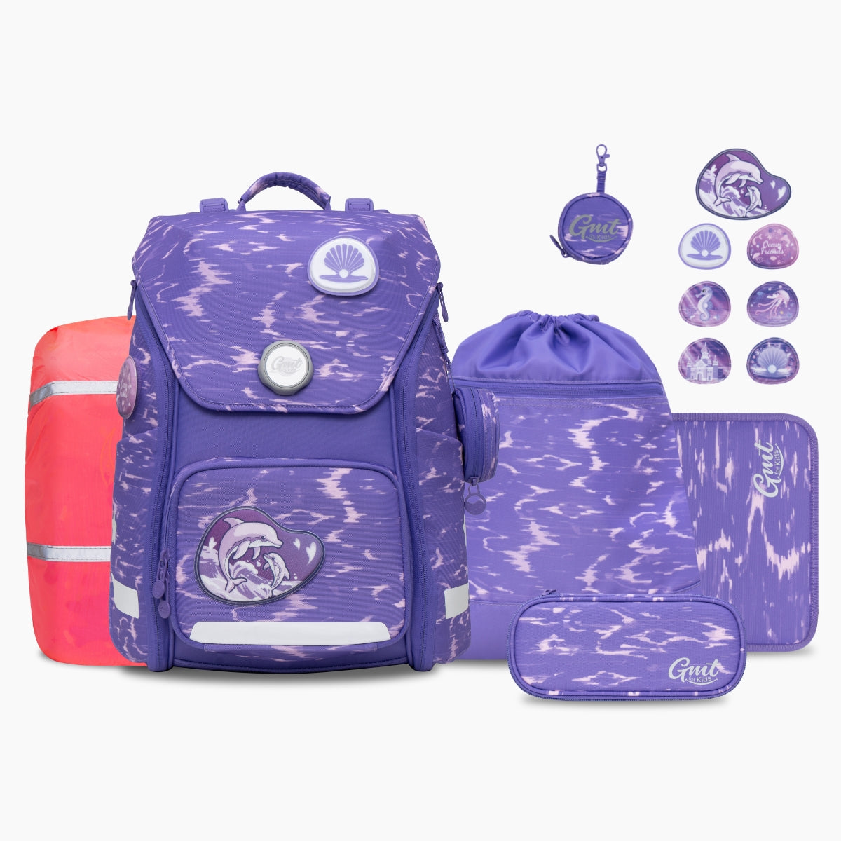 GMT WONDER Klassischer Schulranzen 6-teiliges Set -  Delfintraum