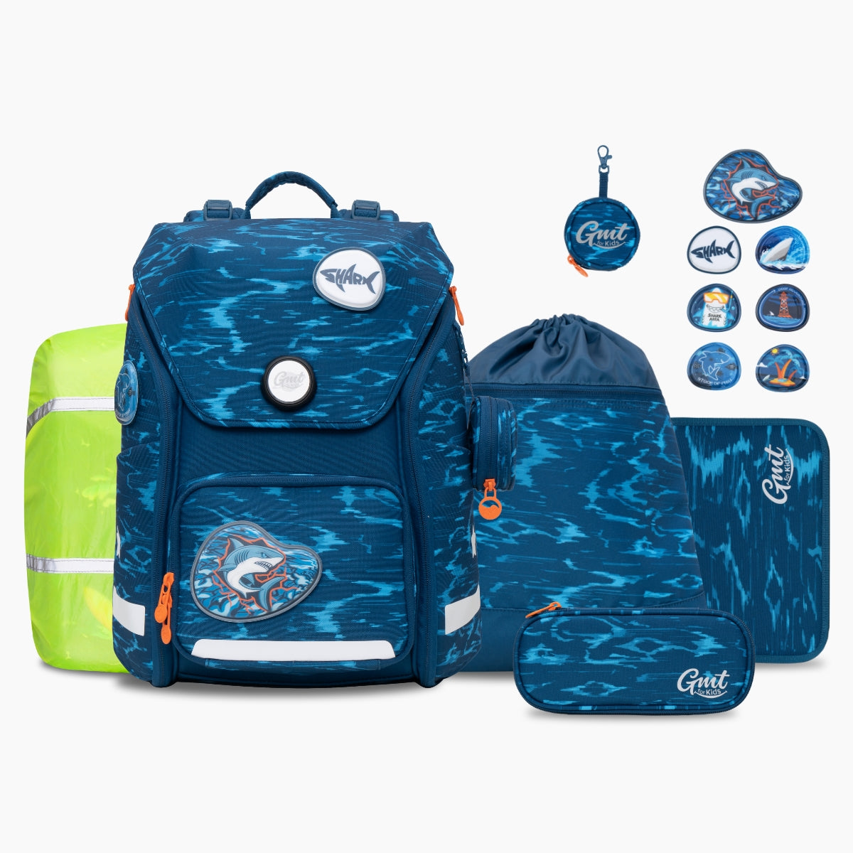 GMT WONDER Klassischer Schulranzen 6-teiliges Set - Tiefseehai