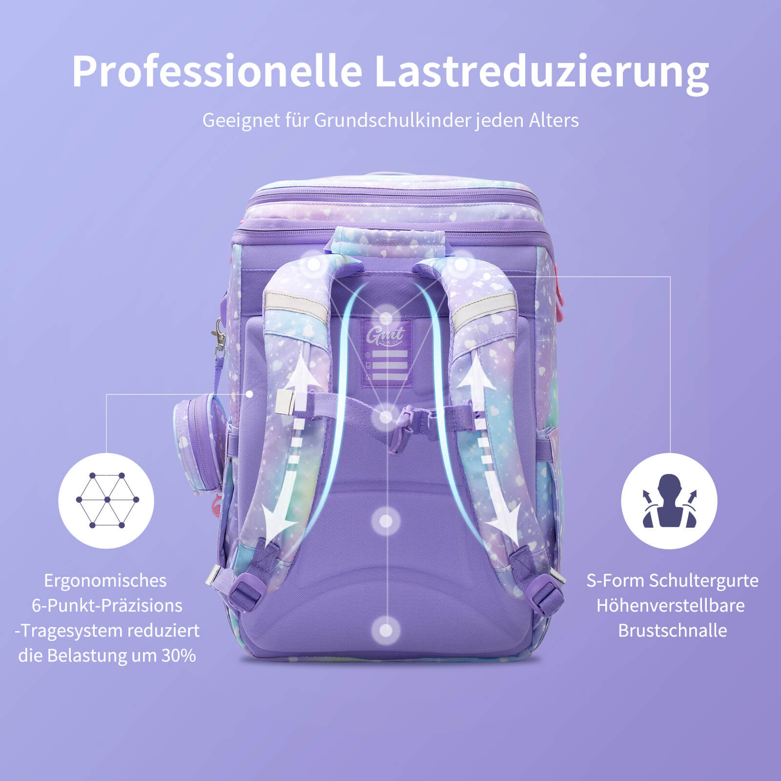 GMT LIGHT Schulranzen 4-teiliges Set- Einhorn